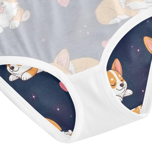 Cute Cartoon Dogs Poses Toddler Cotton Underwear, Girls Briefs, 2T–8 Years4