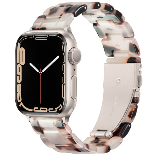 Vamyzji Kompatibilní s Apple Watch náramkem 41 mm, 40 mm, 38 mm, lehká vodotěsná pryskyřice, nastavitelný náhradní pásek pro Apple Watch řady 8, 7, 6, 5, 4, 3, 2, 1 Apple Watch SE (Tortoise Flower)