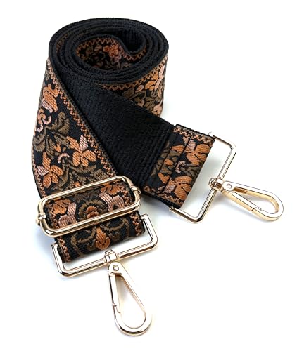 Image of Purse Strap Replacement for Crossbody Bags & Handbags | Premium Webbing with Light Gold Hardware Clip-On Installation Adjustable Length Comfortable Wide Guitar Style Strap