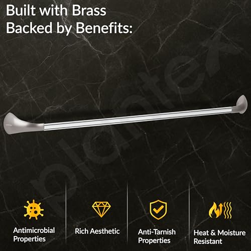 Image of Plantex Smero Pure Brass Towel Hanger for Bathroom /Single Towel Rod /Towel Bar /Bathroom Accessories - Effect (24 Inch-Satin Matt)