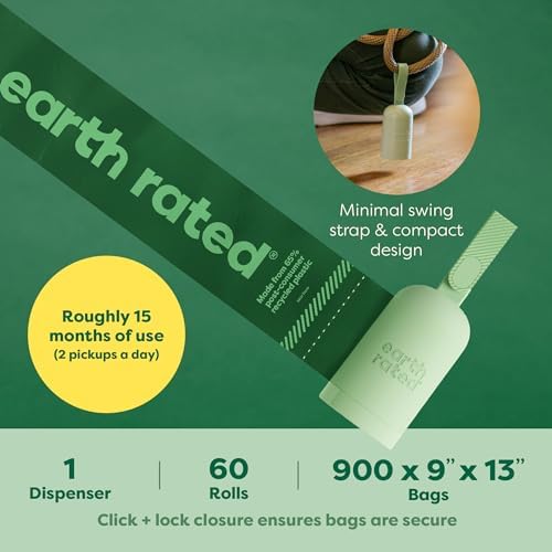 Earth Rated Dog Poop Bag Holder, Durable and Guaranteed Leakproof, Lavender Scented, 1 Dispenser and 900 Bags - 4