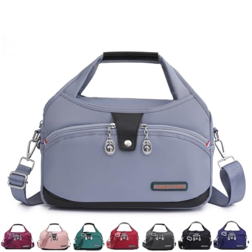 Soft Side Lightweight Underseat Tote Bag - Blaciokamith Multi-pocket Fashion Anti Theft Waterproof Handbag Crossbody (Fog Blue)