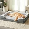 Orthopedic Dog Beds for Large Dogs,Waterproof Dog Bed, Egg Crate Foam Bed for Large Dogs, Big Pet Bed with Washable Removable Waterproof Pillow Cover and Anti-Slip Bottom, Grey