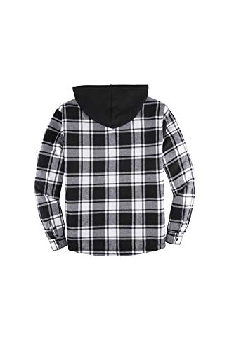 Image of ZENTHACE Mens Sherpa Lined Flannel Shirt Jacket with Hood,Full Zip | All Sherpa Lining,Adjustable Drawstring,4 Utility Pockets,Transitional Weather Layering Coat,Outdoor Walk,Casual Dailywear
