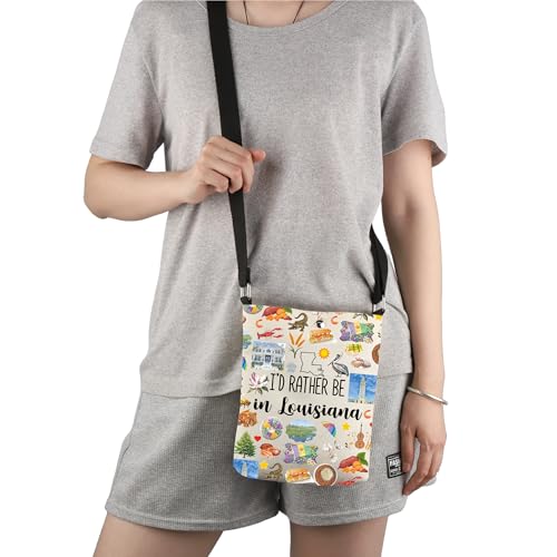 G2TUP Louisiana State Gift I'd Rather Be In Louisiana Crossbody Bag Louisiana Travel Bag Louisiana Tour Souvenir Gift4