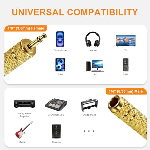 Adaptador de auriculares 3.5mm a 6.35mm, pack 5 unidades miniatura 4