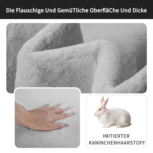 Sour Lemon Teppich Wohnzimmer 200x300cm,Großer Grauer Teppiche Kunstfell – Ansicht 2