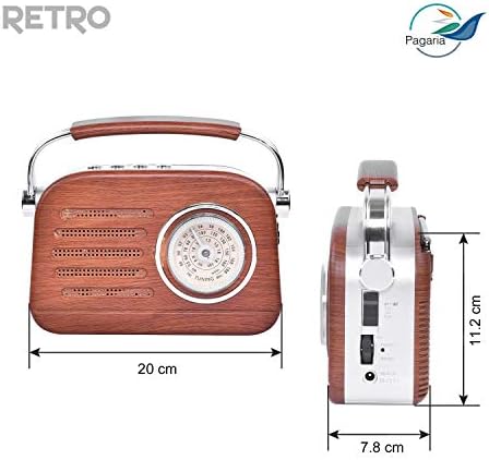 Pagaria Retro FM/AM/SW Portable Radio with Bluetooth & USB (Wood Finish)