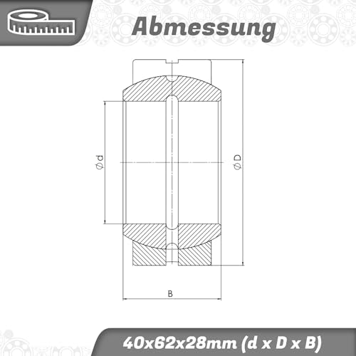 Parts and Parts Gelenklager GE40 ES 2RS 40x62x28mm, DIN ISO 12240-1, Hochbelastbares & multidirektionales Bewegungslager, Industrietaugliches Gelenklager