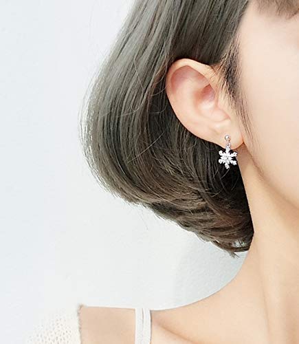 SLUYNZ Solid 925 Sterling Silver Sparkling CZ Snowflake Studs Earrings for Women Teens Snowflake Earrings Studs3