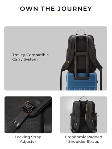 Image of EUME Zorain Premium Laptop Backpack for Men & Women | 15.6 Inch Laptop Sleeve | 27L Water Resistant Nylon & Microfiber Vegan Leather | Lightweight & Multipurpose | For Office Work & Travel