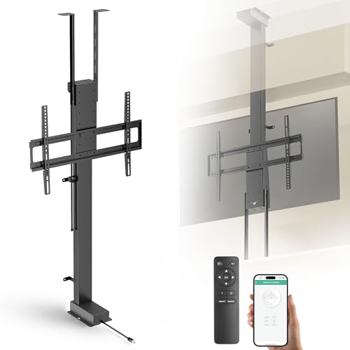 ynVISION.DESIGN Motorized TV Lift & Ceiling Drop Down Mount for 43-88 Inch TVs - 47in Travel Distance - RF Remote & WiFi Voice Control - Floor/Ceiling Installation - Max VESA 600x400 132 lb Limit
