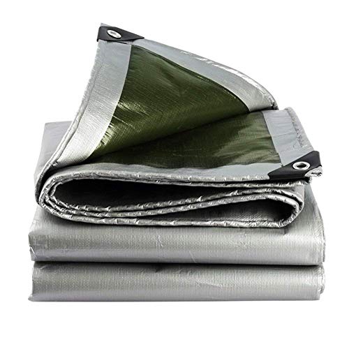 Bâche de Tente Ripstop Bâche en polyéthylène Haute efficacité, imperméable et Isolante, épaisseur 0,35 mm, Dimensions optionnelles (1,52 M × 2 M) (Color : Silver+Army Green, Size : 3m × 2m) Cover