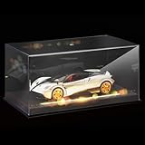 AceOrbit Model Car Acrylic Display Case with LED Light, Clear Diecast Display Case for 1: 24 Model Car Vehicle Dustproof Showcase with Black Base for Collectibles (11 x 6.3 x 5.1 Inches)