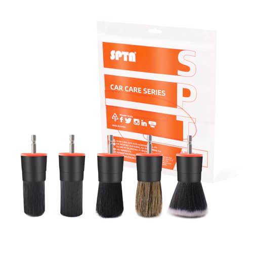 SPTA Drill Brush Attachment 5 Pcs Mixed Hair Drill Brush Head Set Auto Detail Set Replacement Car Detail for Cleaning Interior or Exterior Used on Electric Electric Driver