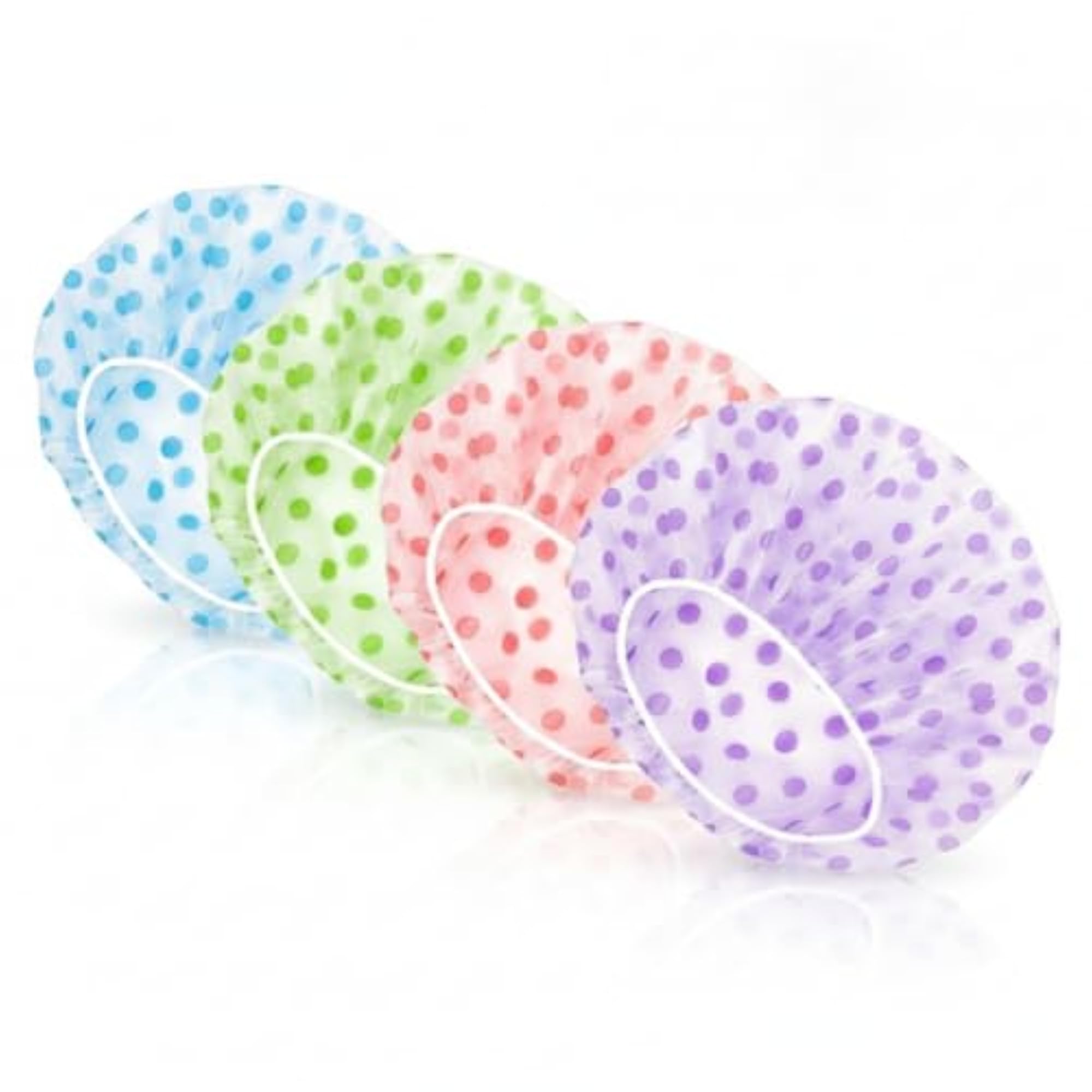 Shower Cap Set of 4 for Women, Reusable Waterproof EVA Bath Caps