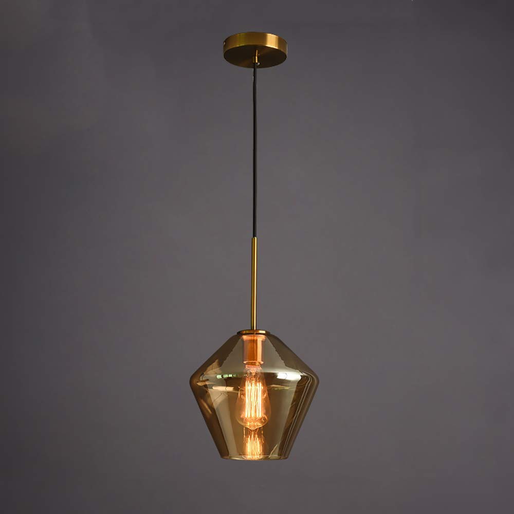 LYMSXAZOU Nordic Retro 3Light Hanging Ceiling Lamp – Creative Iron Art Chandelier for Living Room & Restaurant LED E27 Fixture with Amber Glass Stylish Home Lighting