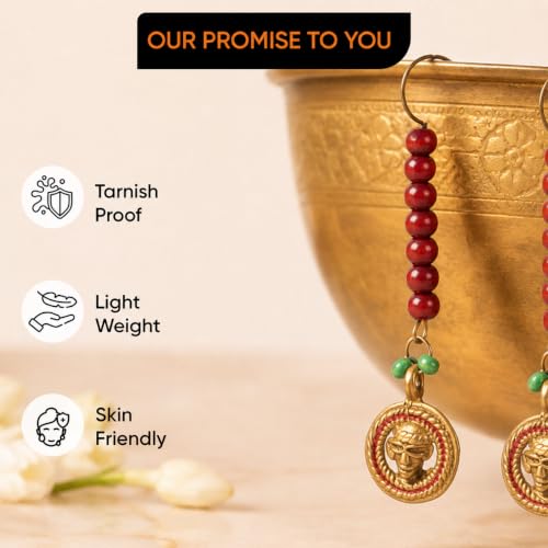 Image of Royal Queen & Empress Handcrafted Tribal Dhokra Earrings Collection for Women - Statement Ethnic Designs in Multiple Colours