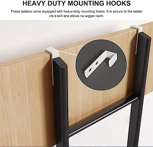 Heavy-Duty Black Metal Bunk Bed Ladder for RVs, Apartments & Campers - 61" Hanging Step Ladder with Hooks, Ideal for Space-Saving Solutions