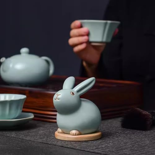 Adornos de escritorio conejito mascota de té para mesa de té 5