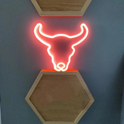 Image of Peach Pink Cow Neon Sign Led Cute Western Cowboy Light up Sign for Wall Bedroom Dorm Bar Counter Party Indian Decor,LED Neon Night Lights Battery and Usb Powered,Neon Lights Cow Gifts for Kids