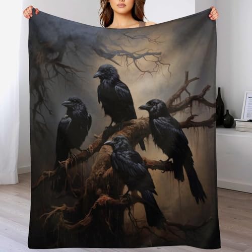 Couverture motif corbeau impression 3D le cadeau idéal - 2
