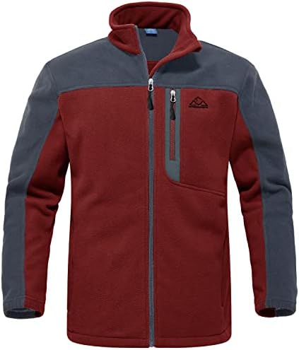 TBMPOY Men’s Winter Fleece Coats Full Zip Soft Polar Outdoor Sports Hiking Activity Jackets with Zipper Pockets