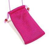 Cosmos Hot Pink Fashionable Grid Breathable case bag pouch/ Neck Strap for Cellphone / Digital Camera /MP3/MP4/ iphone 4 4s 3 3Gs HTC one X LG MOTOROLA + Cosmos cable tie