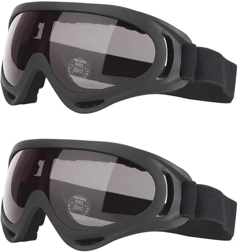 Kayak Snowboard Gözlüğü; 2 Adet Outdoor Spor Gözlüğü, Tpu Çerçeveli ve PC Lensli Kar Gözlüğü, Ayarlanabilir UV Koruma Kum Geçirmez Gözlük, Erkek Kadın Genç Kullanıcılar için