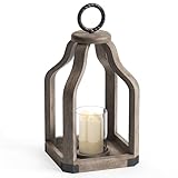 Barnyard Designs Wood Lantern Decor, Rustic Decor Candle Lantern, Outdoor Lanterns Farmhouse Candle Holder, Decorative Wedding Farmhouse Table Decor, Brownish Grey (1, Large)