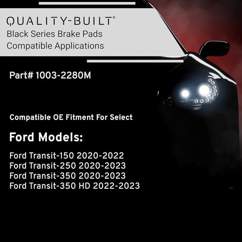 Image of QUALITY-BUILT Rear Semi-Metallic Brake Pads, Black Series 1003-2280M, Compatible with 2020-2023 Ford (Transit-150,Transit-250,Transit-350,Transit-350 HD)