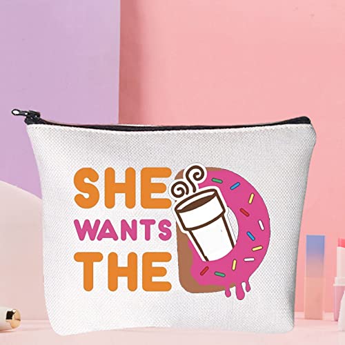 WZMPA Donuts and Coffee Cosmetic Makeup Bag Donuts Lover Gift She Wants The Donuts Makeup Zipper Pouch Bag For Friend Family (She Wants The)4