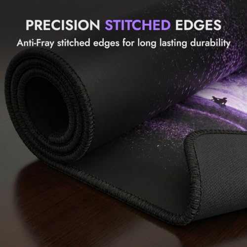 Image of Kreo Terra XXL Deskmat Premium Glass - Smooth Surface, 4mm Cushioned Base, Anti-Fray Stitched Edges - 900x400mm Large Desk Pad for Gaming & Work (Abyss)
