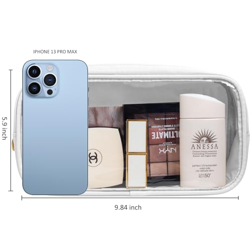 Image of Small Clear Makeup Bag for Purse,Clear Toiletry Bag TSA Approved Toiletry Bag Travel Makeup Bag Pouch Car Accessories Travel Essentials for Women Girls (Large White)