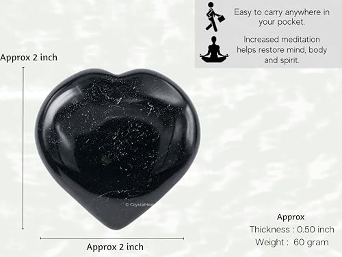 Image of Crystal Heaven Natural Black Tourmaline Crystal Heart Palm Pebbles Stones For Anxiety Stress Relief Massage - Aaa Grade Original Healing Gemstone Agate Heart Palm Stone For Yoga Meditation Spiritual