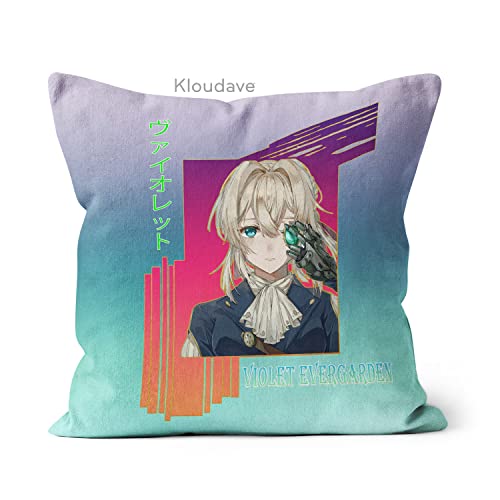 Violet Anime Manga Pillow Evergarden Light Novel Merch Throw Pillow Two-Sided Printing Soft and Durable for Sofa Couch Bedroom Living Room Home - 014