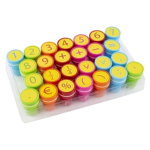 SCHOOL EDUCATION CREATIVE SO COOL S’cool Selbstfärbende Stempel Kinder Stempel Spielzeugstempel Stempelset Lernhilfestempel Mit Zahlen Verpackung 26 Stück