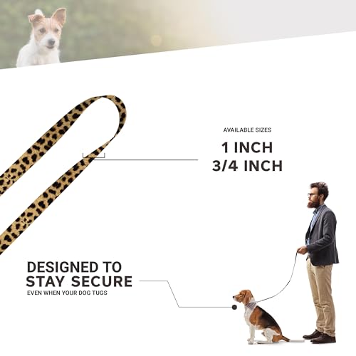 Image of Animal Print Dog Leash with Easy Grip Loop - 1 Inch x 6 Feet, Leopard