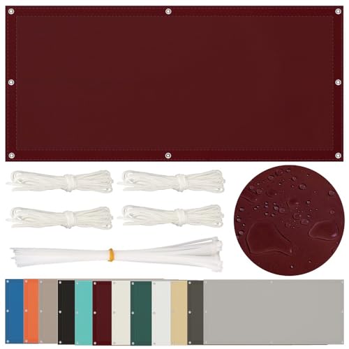 Sonnensegel Wasserdicht 1.5x2M Rechteckig Mit Ösen - Balkon Segeltuch für Terrasse Garten UV Schutz, Schwer, Rot