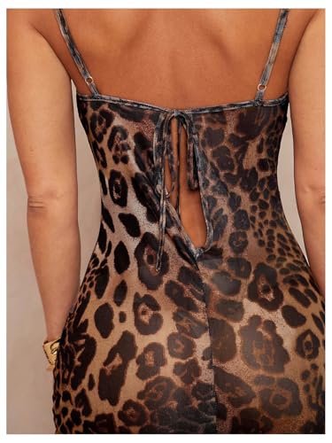 Image of GORGLITTER Women's Animal Zebra Tiger Print Maxi Dresses Y2K Cowl Neck Beach Vacation Summer Cocktail Formal Sundress