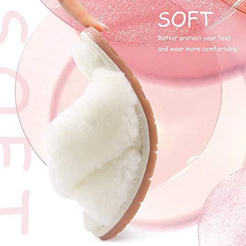 Girl's Fluffy Slippers Kids' Fuzzy Slippers Slide Sandals Leopard Tie Dye Cross Band Plush Open Toe Slip on House Bedroom Slippers 3 41SQE2cVcVL