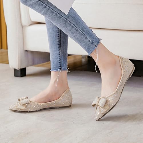 Sparkly Ballet Flats Shoes for Women Closed Pointed Toe Dressy Wedding Flats Women's Comfortable Walking Shoes4