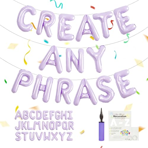 Image of Purple Foil Letter Balloons, 52 Pcs Alphabet Balloon Kit for Party Banner | Individually packed for easy sorting; equipped with hand pump for fast inflation, fully inflated state lasts multiple days