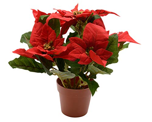 Silk Red Poinsettia in Plant Pot
