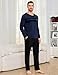 Marvmys Herren Schlafanzug Lang Winter Baumwolle Pyjama Lang Rundhals Schlafanzug Set Männer Nightwear Sets S-3XL