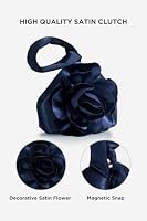 BABEYOND Women's Flower Satin Evening Bags Triangle Clutch Purses Navy — image 4