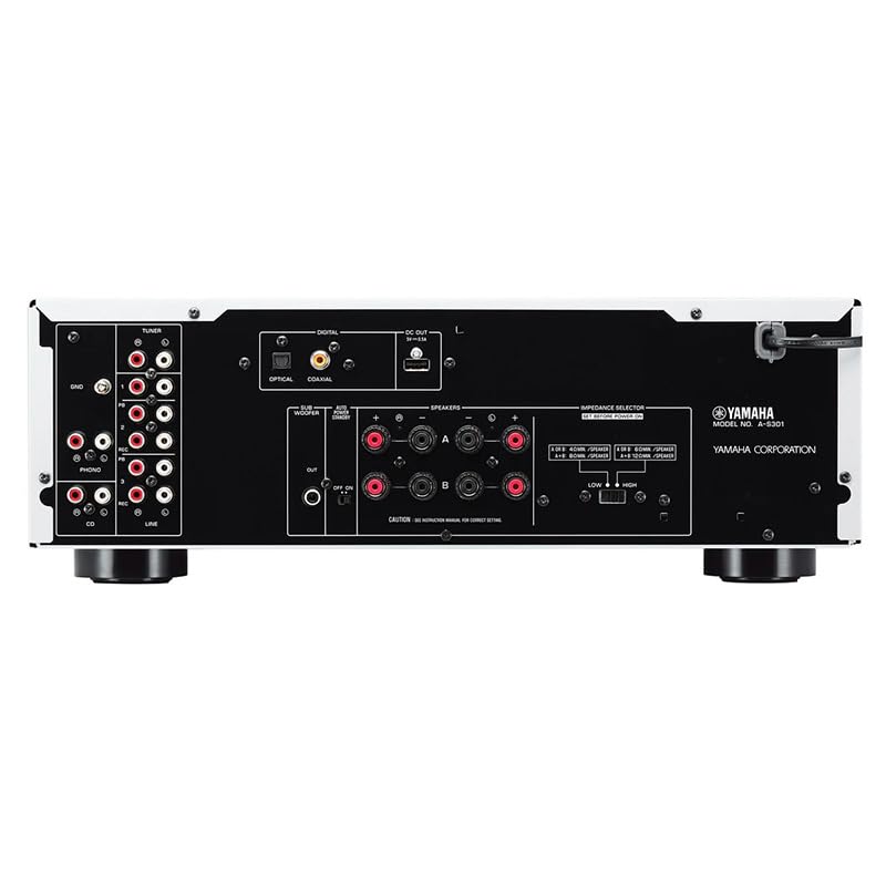Image of Yamaha A-S301 Amplifier Bundle w /AudioQuest Jack Russell Cable (Black) | Integrated amplifier with 60W x 2, optical /coaxial inputs, Pure Direct and AudioQuest Jack Russell 4m subwoofer cable