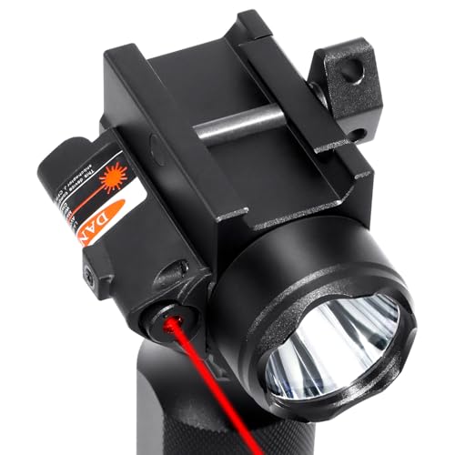 Red Laser Sight with 1000 Lumens LED White Flashlight Laser Beam Light Combo Hard Anodized Aluminum Alloy Laser Class 3R 5mW