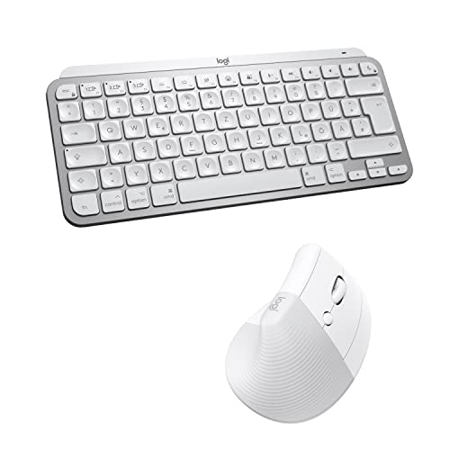 Logitech Set mit MX Keys Mini Tastatur für Mac und Lift vertikale ergonomische Maus für Mac – kabellos, Bluetooth, Tasten mit Hintergrundbeleuchtung, leise, macOS/iPadOS/MacBook/iMac/iPad