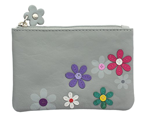 Monedero llavero de cuero Mala Leather 4108_73 gris para monedas llaves y billetes pequeños